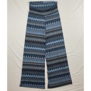 Elan Beach Palazzo Pants Womens Medium Blue Boho Wide Leg Stretch Knit Travel